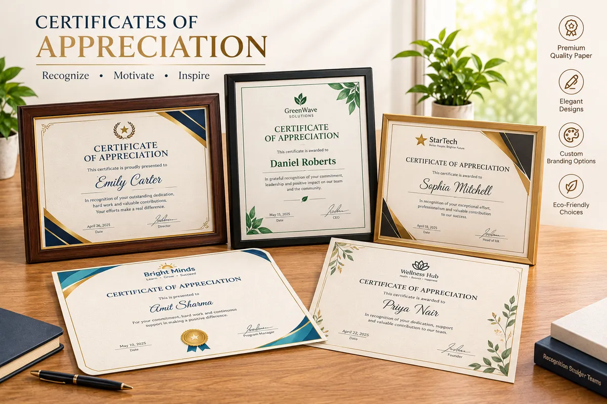 Certificates of Appreciation